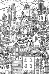 Urban Landscape Sketch, coloring page