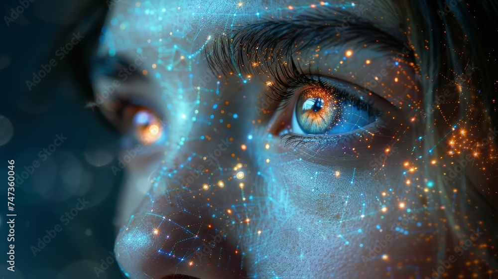 Poster iot internet of things, digital marketing, big data, internet technology. modern woman surfing the i