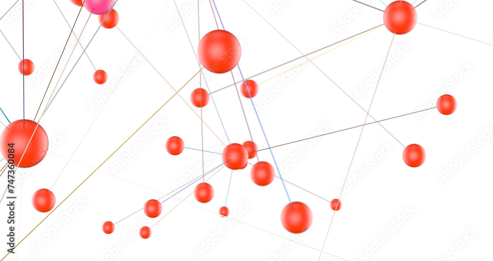 Leinwandbilder Abstract 3d rendering of network concept. Modern background. Futuristic shape with spheres and lines. Design for poster, cover,