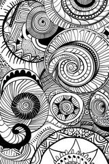 Abstract Geometric Shapes in Black and White, coloring page