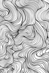 Abstract Black and White Wavy Lines Drawing, coloring page