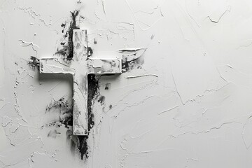 Experience the solemnity, humility, and reverence of Ash Wednesday through this elegant image featuring a Christian cross symbol marked with ash