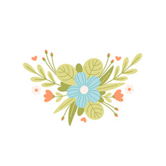Beautiful floral bouquet. Composition of flowers. Spring or summer flowers. Vector illustration in flat style