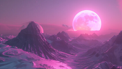 an image of mountains and a planet in a retro design 