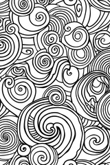 Fototapeta premium Black and White Swirl Pattern, coloring page