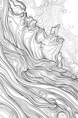 Black and White Drawing of a Wave, coloring page