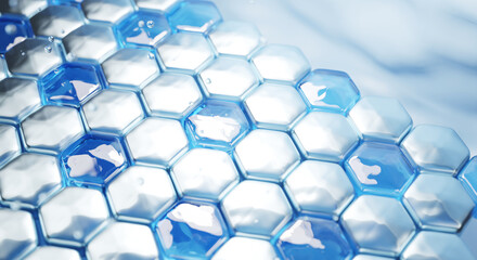 Abstract background hexagon design. science cosmetic technology. concept skin care cosmetics solution. 3d rendering.	