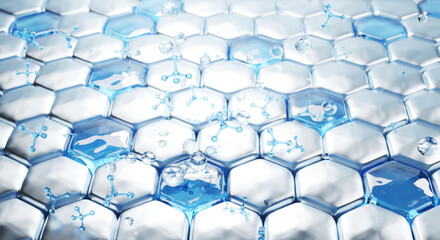 Abstract background hexagon design. science cosmetic technology. concept skin care cosmetics solution. 3d rendering.	