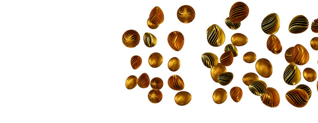 3d rendering of Easter elegant eggs with gold paint