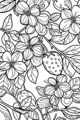 Floral Arrangement With Strawberries, coloring page