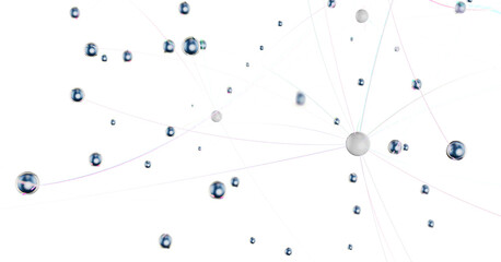Abstract 3d rendering of network concept. Modern background. Futuristic shape with spheres and lines. Design for poster, cover,