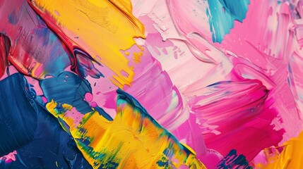 Macro view of a dynamic abstract oil painting featuring intense color clashes and textural depth achieved through palette knife applications.