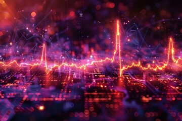 Fototapeta na wymiar Neon circuitry pulsating within a digital matrix, symbolizing the heartbeat of artificial intelligence 
