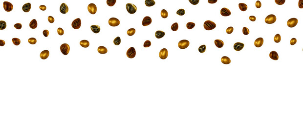 Easter eggs collection. White and gold 3d elegant design elements.