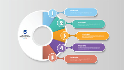 Modern infographic with 5 steps and business icons for presentation.