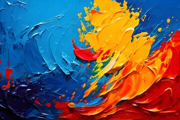 art background: Abstract paint strokes in bold, expressive colors, against a canvas-like texture
