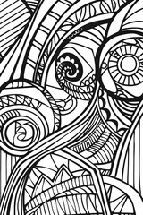 Abstract Black and White Design Drawing, coloring page