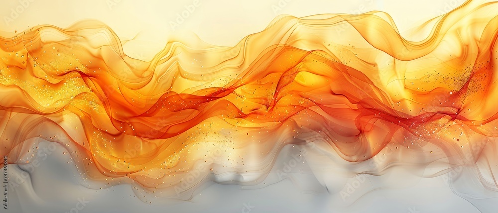 Poster abstract art background with yellow and golden colors. watercolor painting on canvas with soft orang