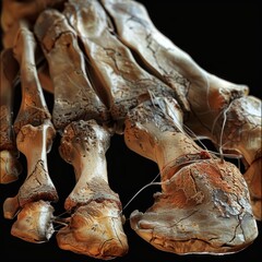 High-resolution close-up image of human foot skeletal structure, highlighting anatomical precision.