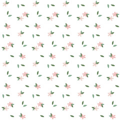Fototapeta na wymiar Seamless pattern with spring summer flowers in flat style on white background. Pastel pink flowers. Print for fabric, paper.