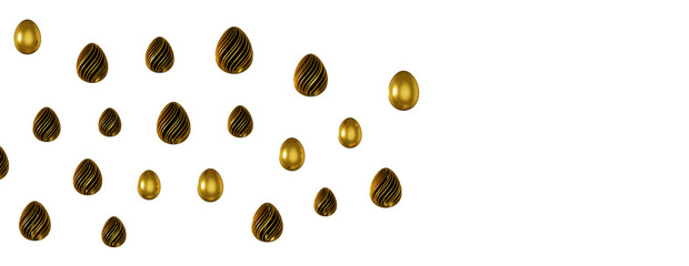 Golden easter eggs and specks, flecks