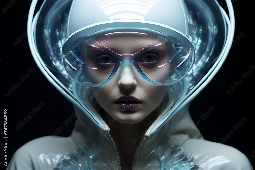 Aufkleber alien commander standing over dark futuristic background created with generative ai