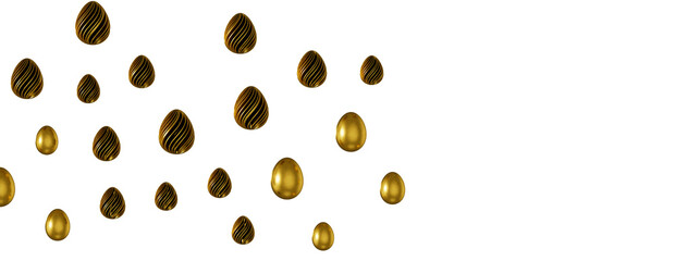 Easter horizontal border with gold eggs