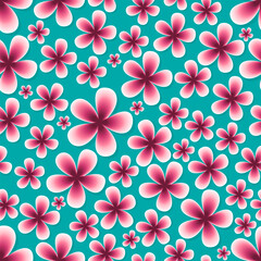 Flowers, simple, beautiful, vector, seamless pattern, design for paper, cover, fabric, interior decor, illustration, beautiful turquoise background
