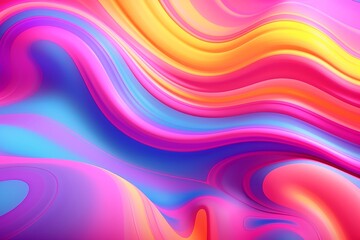 Bright abstract 3d volumetric convex surface with holographic colors, foil and gasoline stains - obrazy, fototapety, plakaty