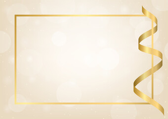 Golden Luxury Abstract Background with Ribbon. Invitation Card. Vector Illustration. 