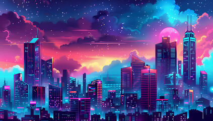 digital cityscape with futuristic buildings in the st