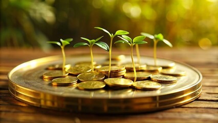 plant growing in the coins. Investment concept.