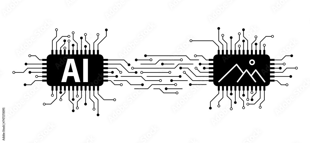 Poster ai image generator. artificial intelligence ai pictogram. technology related to artificial intellige