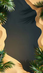 Abstract sandy background with palm leaf silhouettes.