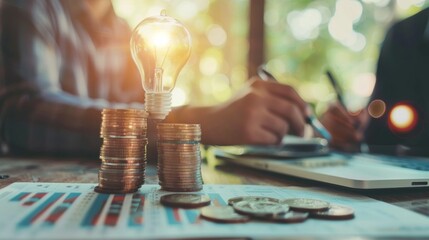 Team of business consultants brainstorming financial investment strategies and project development - finance and economy concept