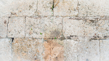 close-up of the stone wall of the ancient Greek temple in the city of Perga in Turkey