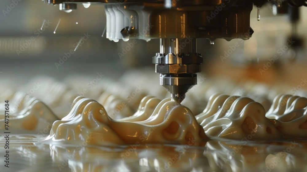 Poster a cnc milling machine precisely carving complex patterns into a metallic surface, showcasing industr