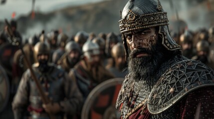 Fototapeta premium A Ghulam commander stands tall barking orders to his unit as they prepare for an upcoming battle.