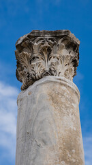 Close-up  the column of the ancient Greek temple in the city of Perga in Turkey
