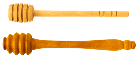 Two spectacular and beautiful wooden honey dipper.