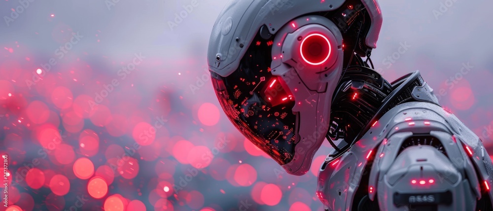 Leinwandbilder Man using smart robot AI, artificial intelligence by entering command prompt for generating something, Futuristic technology transformation with ChatGPT.
