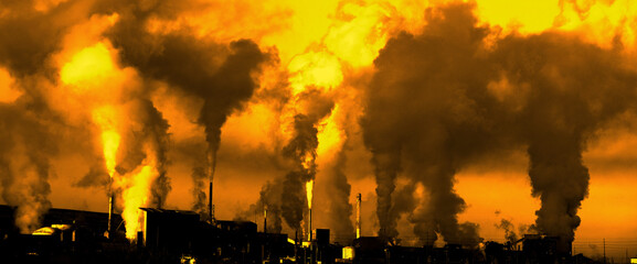 Factory Pollution in the Sky Smoke Rising Pollutants in the Air