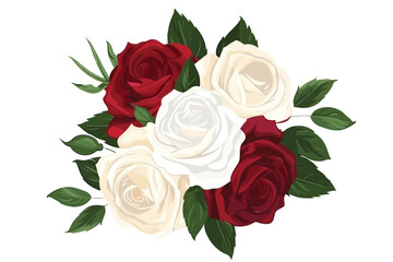 modern roses and flowers bouquet isolated vector style