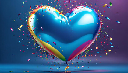 Ballon en forme de cœur bleu pour la fête des pères - IA générative - obrazy, fototapety, plakaty
