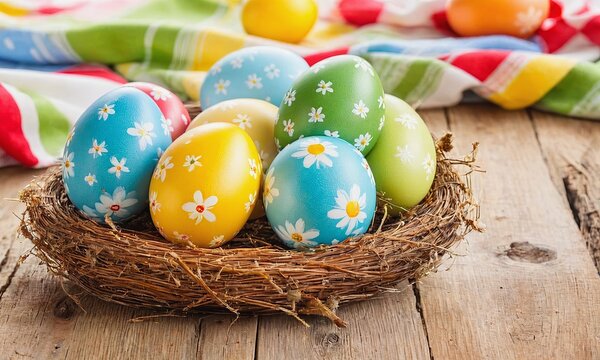 Traditional Easter Eggs Wooden Bowl