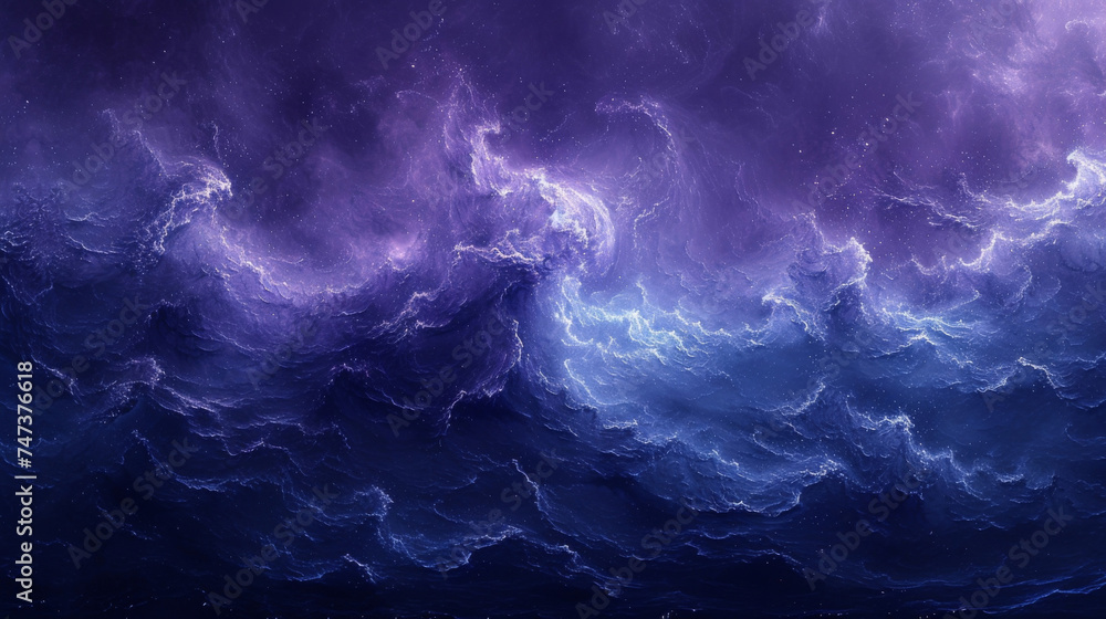 Poster texture of a deep navy blue ocean wave with hints of purple and black adding to its moody atmosphere