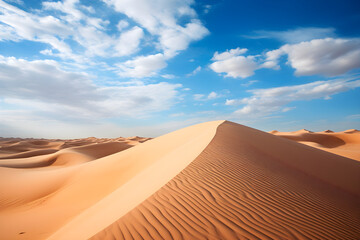 Fototapeta na wymiar The Innate Serenity and Awe-Inspiring Expanse of the Desert Wilderness Under a Clear Blue Sky