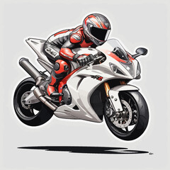 Naklejka premium Sport Motorcycle Cartoon Design Very Cool