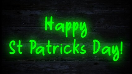 happy st patricks day green neon sign effect