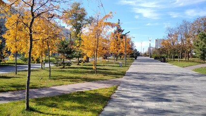 Mariupol. Donbass. City square in autumn.